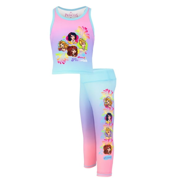 Fairytale Princess Activewear. Style: Born To Flourish. Legging Set with Racer Tank.