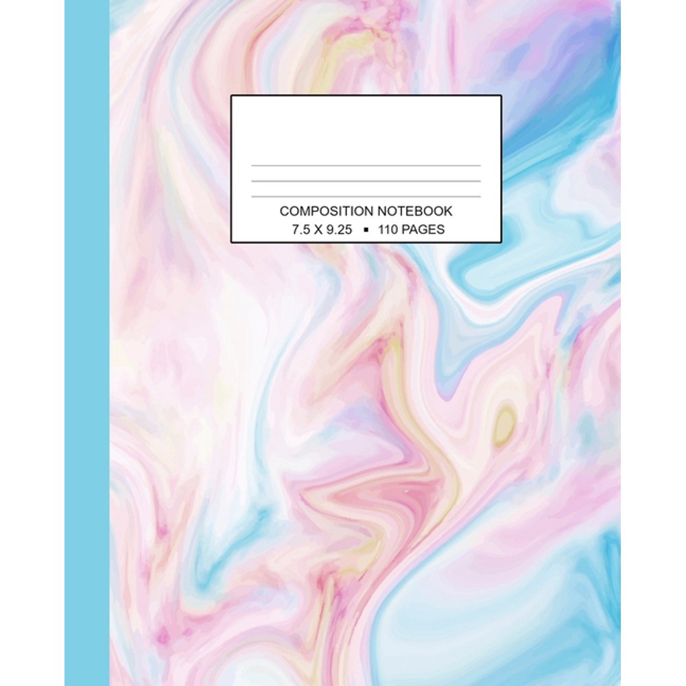 Composition Notebook Marbled Wide Ruled One Subject Pink Blue