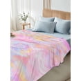 thumbnail image 4 of Queen Size Flat Sheet Only, Rainbow Color Soft Brushed Microfiber Bed Sheets, Fantasy Colorful Ombre Swirl Hotel Quality Breathable Bedding Top Sheet, Easy Care, 90"x102", 4 of 9