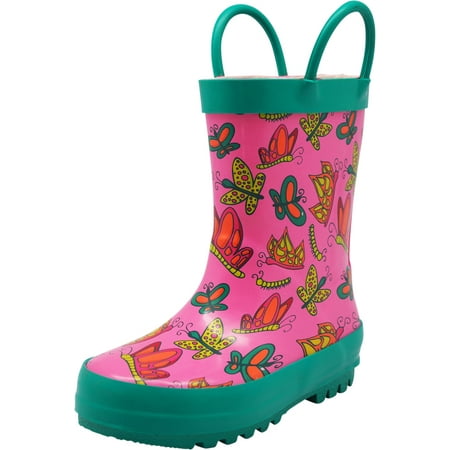 

NORTY Child Kids Girls Unisex Rubber Butterfly Rain Boots 1 Little Kid