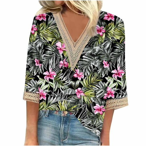 SHE IS Womens 3/4 Sleeve Tops, Fall Shirts Women Trendy and Cute Tops Womens Long Sleeve Tops Casual Dressy Dressy Blouses for Women Evening Party Plus Size Tunic Tops for Women Long Sleeve