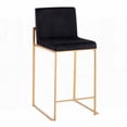 thumbnail image 2 of Modern Gold Steel and Black Velvet 26" High Back Counter Stools - Set of 3, 2 of 5