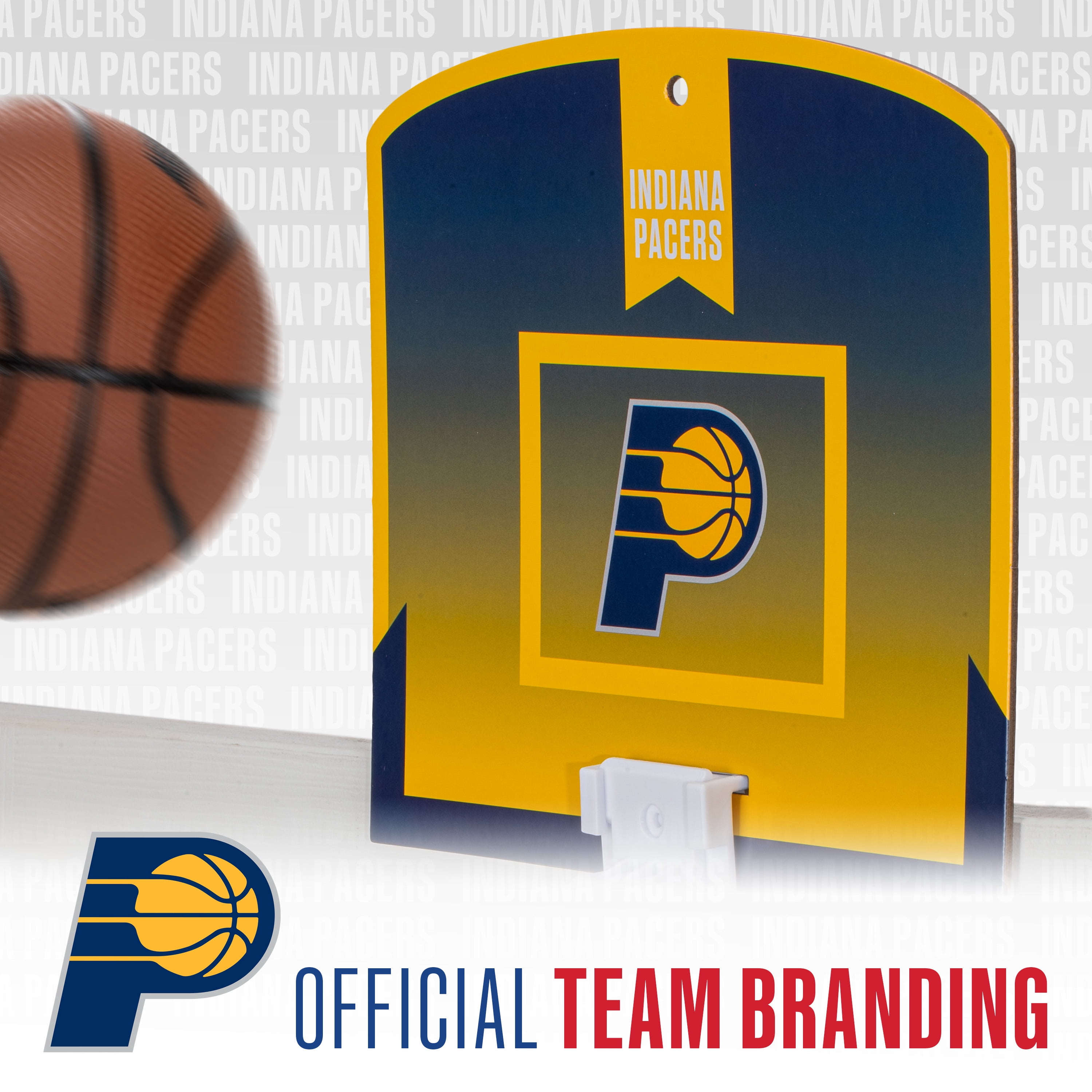 Franklin Sports NBA Indiana Pacers Mini Over the Door Basketball Hoop - Kids Indoor Mini Basketball Hoop with Basketball - NBA Fan Shop Mini Hoop for Bedroom + Office - Over the Door Mini Hoop Set
