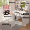 thumbnail image 2 of GetYes Makeup Vanity with Hollywood Mirror and Light, Stool Included, Contemporary, White, 2 of 7