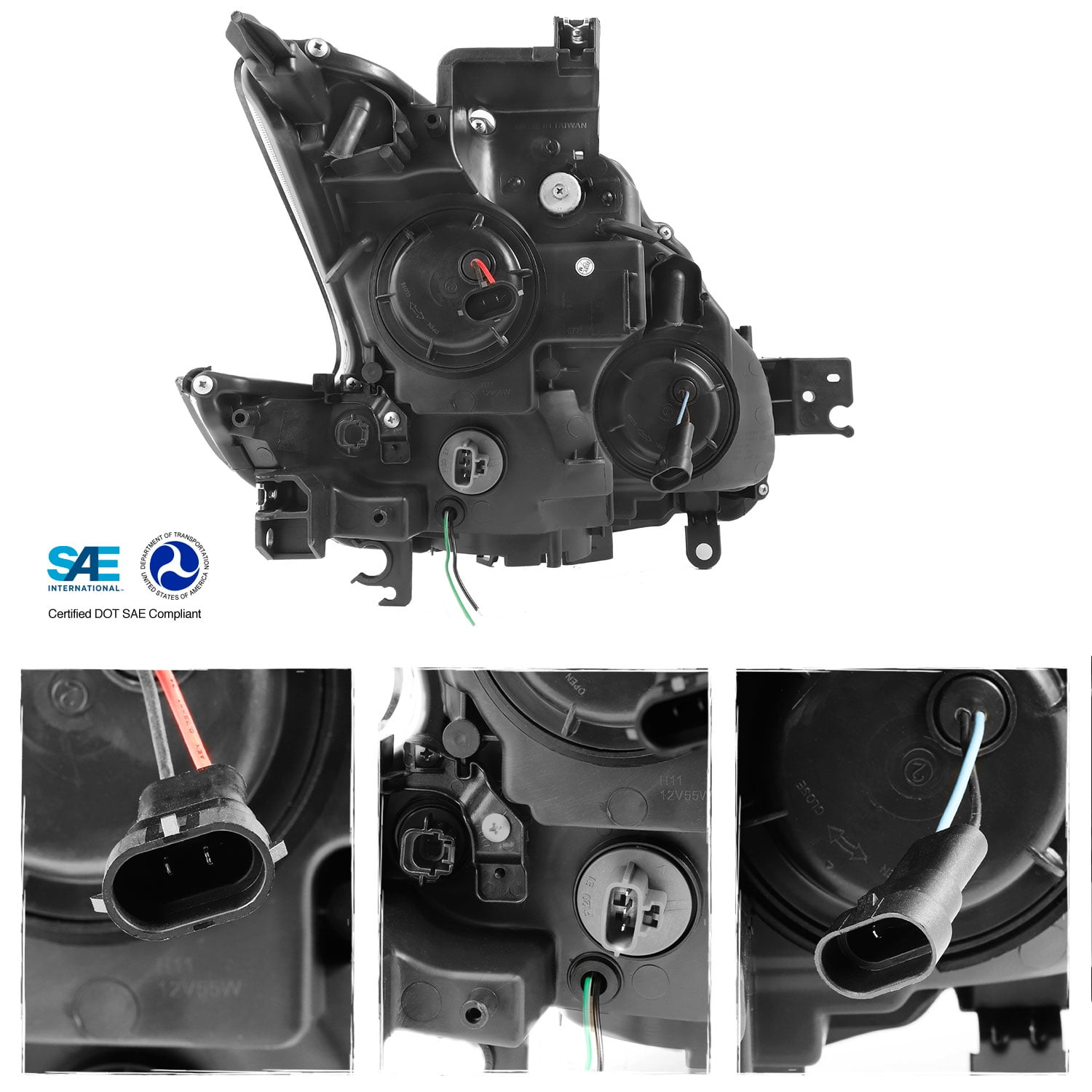 AKKON - Fits 2009 -2014 Nissan Maxima LED DRL Light Tube Projector Front Headlamps - Black Housing