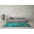 thumbnail image 3 of Ahgly Company Machine Washable Indoor Rectangle Oriental Turquoise Blue Industrial Area Rugs, 3' x 5', 3 of 4