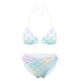 thumbnail image 3 of Alvivi Women's Fish Scale Printed Two Piece Bikini Sets Lace Up Padded Brazilian Bathing Suits Type L M, 3 of 7
