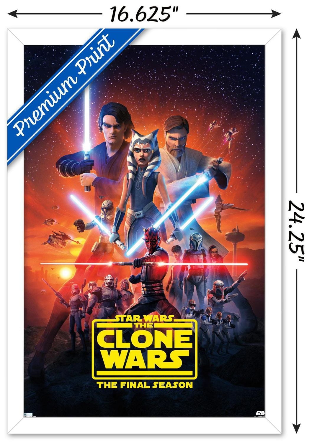 Star Wars: The Clone Wars - Season 7 Key Art Wall Poster with Push Pins, 14.725" x 22.375"