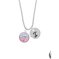 thumbnail image 2 of Delight Jewelry Silvertone Domed Multi Color RVT Silvertone Script Initial Disc - I - Charm Necklace, 20"+3", 2 of 4