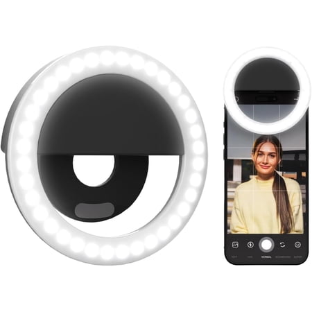 Mounts Rechargeable Phone Selfie Light | 40 High Power LEDs | Color Accurate | 3 Light Modes | Light for Phone Laptop iPhone IPad Video