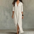 thumbnail image 5 of DeHolifer Women Casual Dresses Lapel Button Down Beach Dress Long Maxi Dress with Pockets White 2XL, 5 of 7