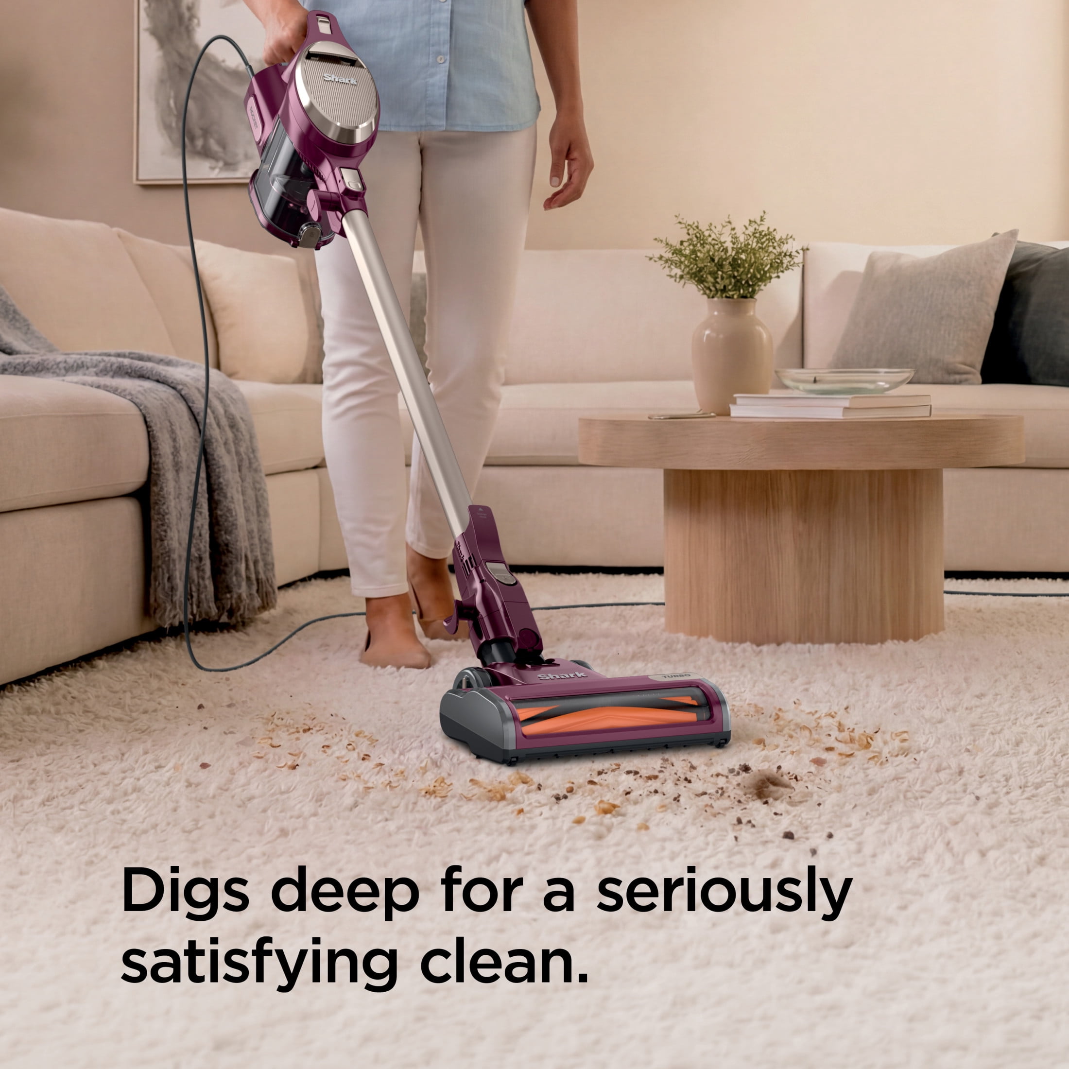 Shark Rocket Turbo Corded Stick Vacuum, with Self-Cleaning Brushroll, Powerful Pet Hair Pickup, Handheld Conversion, Swivel Steering, Easy-Empty Dust Cup, TV300 Magenta