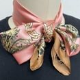 thumbnail image 5 of Wrapables Satin Neckerchief Square Scarf 26.5 x 26.5 Inches, Pink Insignia, 5 of 6