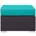 thumbnail image 2 of Modway Convene Square Fabric and Rattan Patio Ottoman in Espresso/Turquoise, 2 of 5