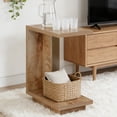 thumbnail image 5 of C-Shaped Side Table Set of 2, Narrow 2-Tier End Table for Living Room, Couch, Bedroom, Bedside, Nightstand, Brown, 5 of 6