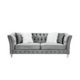 thumbnail image 2 of 2+3 Seat Sofa Set, Velvet Sofa Couch with Throw Pillows, Upholstered Loveseat Sofa with Sturdy Acrylic Feet, Long Sofa with Comfortable Backrest for Living Room, Bedroom, Gray, 2 of 7