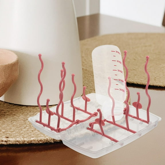 HINTRMENT 1Pcs Pink Foldable Baby Bottle Drying Rack for Draining Storage in Kitchen Restroom