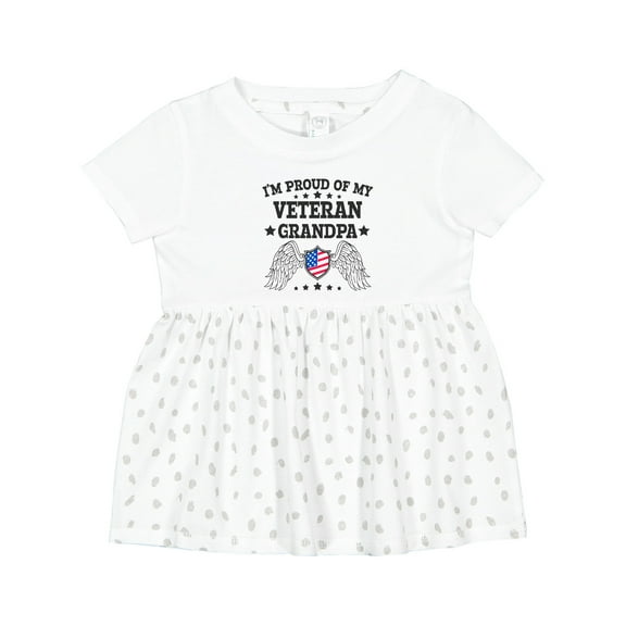 Inktastic I'm Proud of My Veteran Grandpa Girls Baby Dress