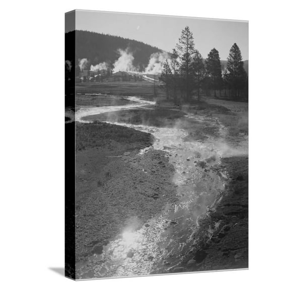 Art.com Stream Winding Back Toward Geyser Central Geyser Basin Yellowstone NP Wyoming 1933-1942 Stretched Canvas Print Wall Art by Ansel Adams, 12" x 16"