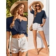 thumbnail image 5 of EKOUAER Lounge Sets for Women Waffle Knit Womens Pajama Sets 2 Piece Pjs Sets with Pockets Short Sleeve Top Long Pant, 5 of 6