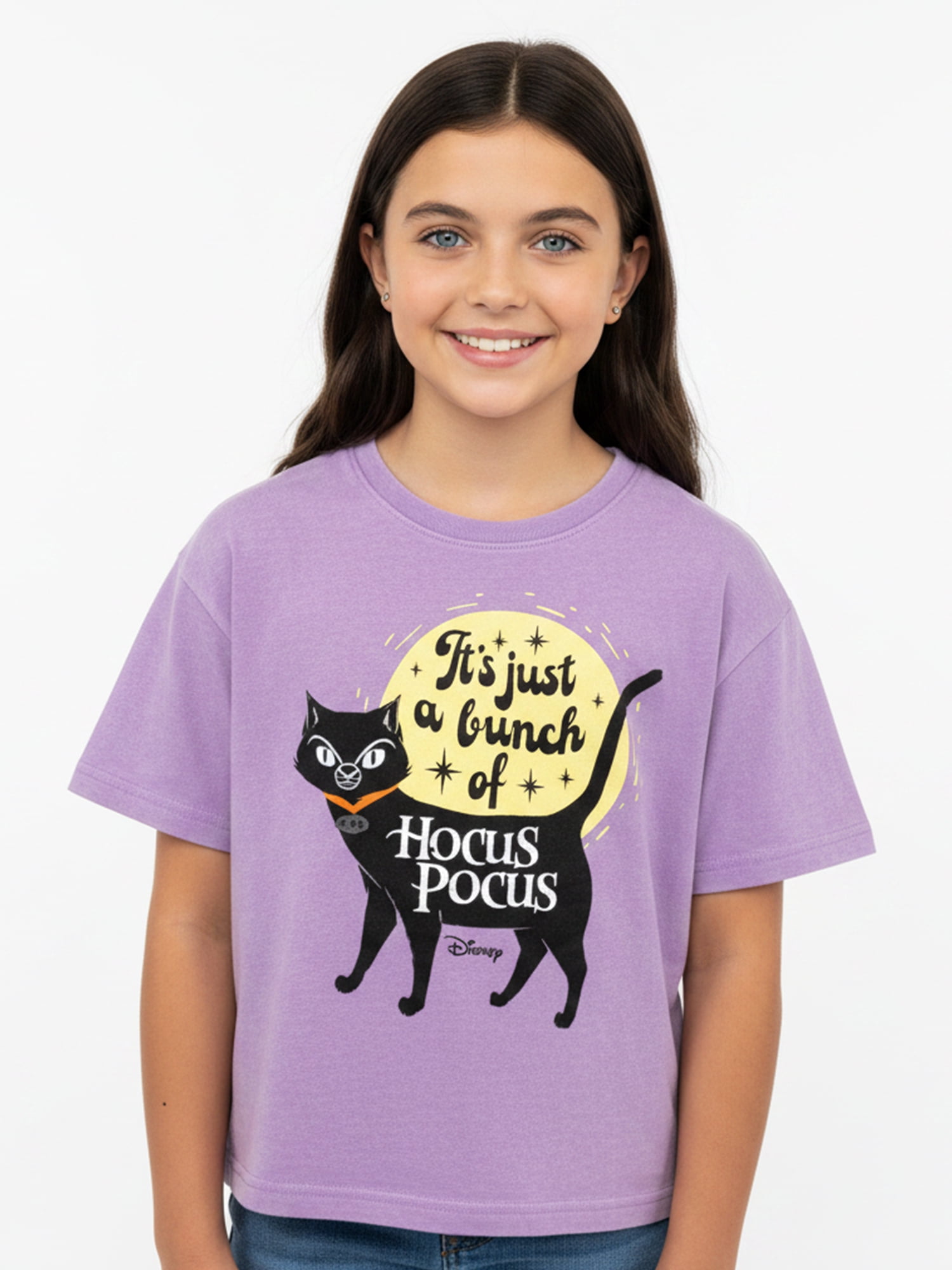 Disney Hocus Pocus Boxy Mineral Washed Halloween Crewneck Tee with Short Sleeves, Sizes 4-16