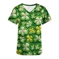 thumbnail image 4 of TIMIFIS Green V-Neck Scrub for Women Summer Scrub Tops Workwear Nursing Scrub Shirts Printed Short Sleeve Uniform Scrub Tops with Pockets - Spring/Summer, 4 of 4
