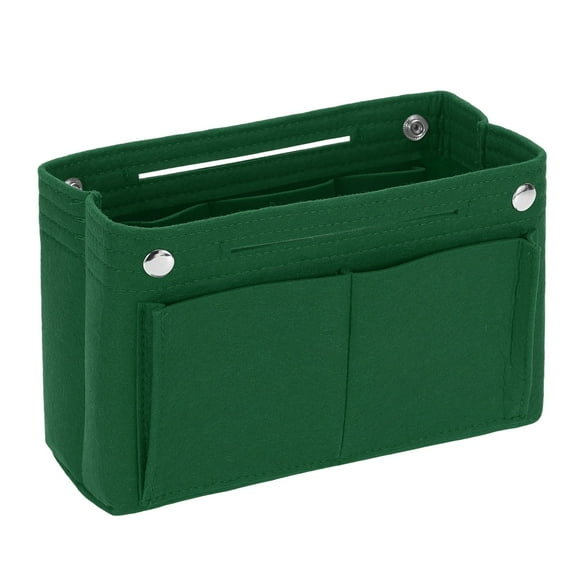 Uxcell Purse Organizer Insert Felt Organizer Bags with Snap Dark Green
