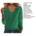 thumbnail image 5 of Women V-neck Sweater Women Sweater V-neck Long Sleeve Ribbed Trim Pullover Knitted Tops Loose Dressy Sweater Daily Wear Solid Color Pullover Top, 5 of 5