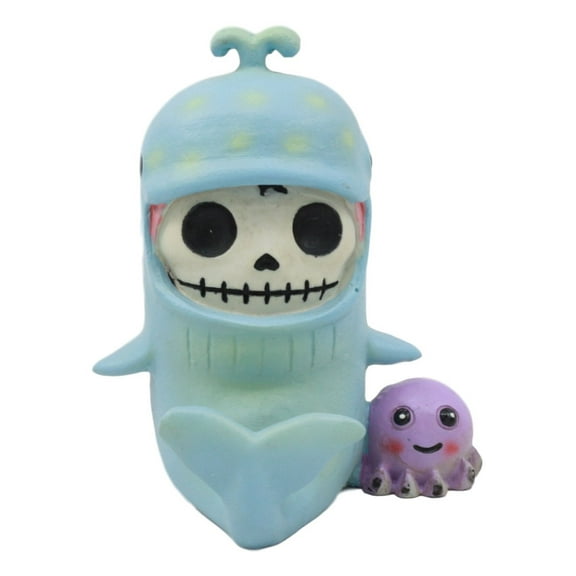 Ebros Furry Bones Sea World Moby Dick The Whale Costume Skeleton Monster With Purple Octopus Collectible Figurine 3.25"H
