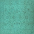 thumbnail image 1 of Ahgly Company Machine Washable Indoor Square Oriental Turquoise Blue Traditional Area Rugs, 4' Square, 1 of 4