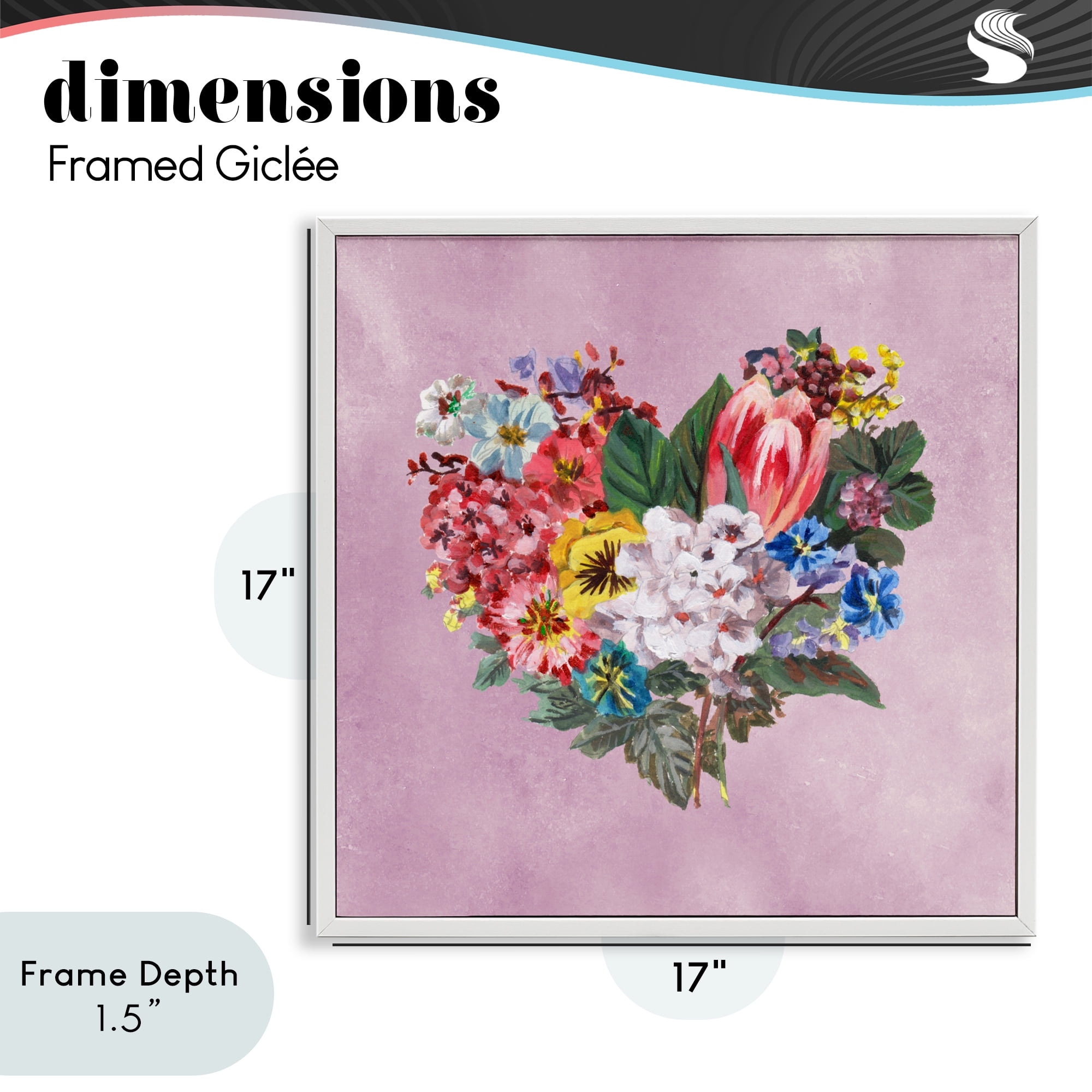 Stupell Industries Heart Shaped Garden Blooms White Framed Giclee Art, design by Melissa Wang