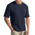 thumbnail image 2 of UVEASISHA Short Sleeve Tee Shirts for Men Solid Color Textured T-Shirt Summer Casual Loose Crewneck Pullover Cozy Base Layer Tshirt Navy XL, 2 of 8