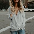 thumbnail image 1 of MKLEKYY Chandails pour Femmes Automne 2024 Col en V Profond Chandails à Manches Longues devant Pull Tricoté Ample Automne Hiver Hauts, 1 of 4