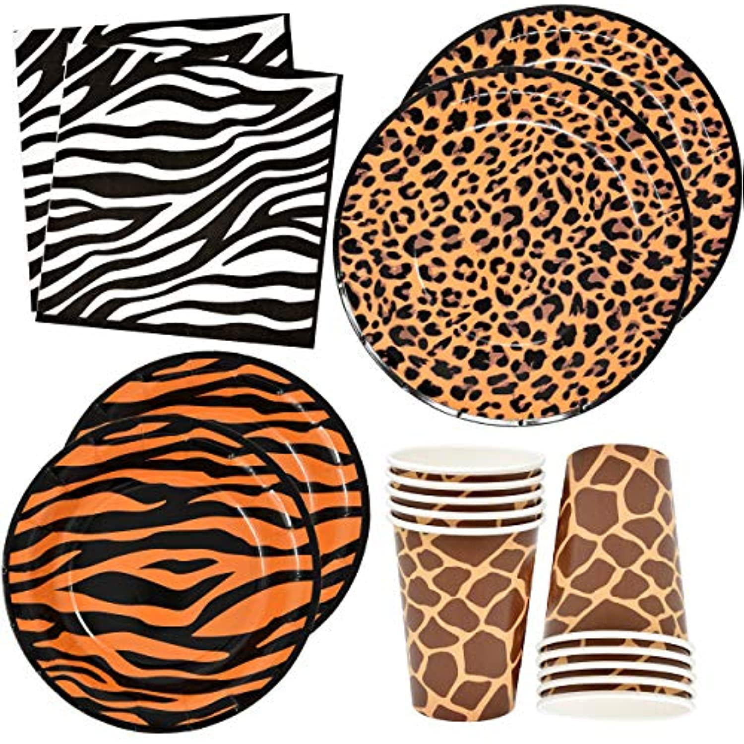 Jungle Safari Zoo Animal Print Party Supplies Set 30 9" Paper Plates 30