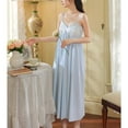 thumbnail image 2 of Defitshape Women's Cute Cotton Nightgown Long Pjs Soft Comfy V Neck Sleeveless Sleep Shirt Vintage Summer Billowy Chemise Embroidered Lace Built In Bra Pajama Dress Sleepwear Light Blue Small, 2 of 4