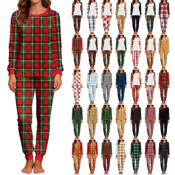 CFLVAEK Christmas Pajamas for Women Two Piece Long Sleeve Tops and Pants Trendy Xmas Graphic Pjs Sets Christmas Gifts for Women Red