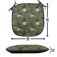 thumbnail image 3 of Flamingo Chair Seating Cushion, Repetitive Pattern of Exotic Bird and Monstera Leaves, Soft Seat Pads for Office with Anti-slip Backing, 16"x16", Charcoal Grey Dark Salmon, by Ambesonne, 3 of 5