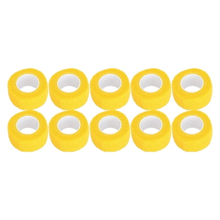 10pcs Tattoo Grip Tape,Cohesive Tattoo Handle Elastic Bandage Portable Tattoo Grip Cover Wrap for Tattoo Machine(Yellow)