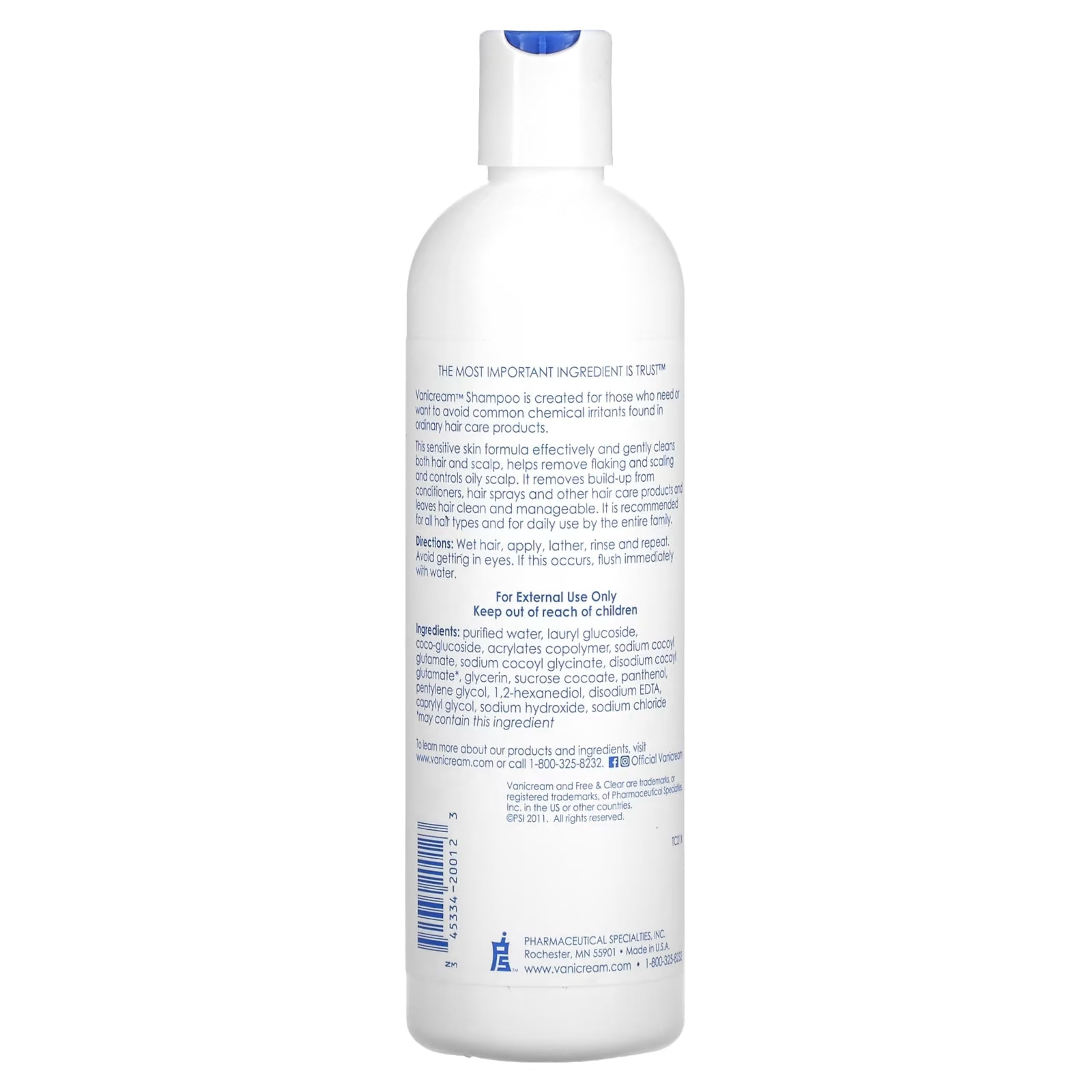 Vanicream Shampoo For Sensitive Skin 12 OZ (Pack of 3)