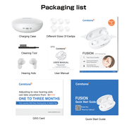 Ceretone Fusion Hearing Aids Rechargeable (OTC), Adults Hearing Amplifiers for Hearing Loss, Hearing Amplifiers with Magnetic Charging Case, Universal Fit, White