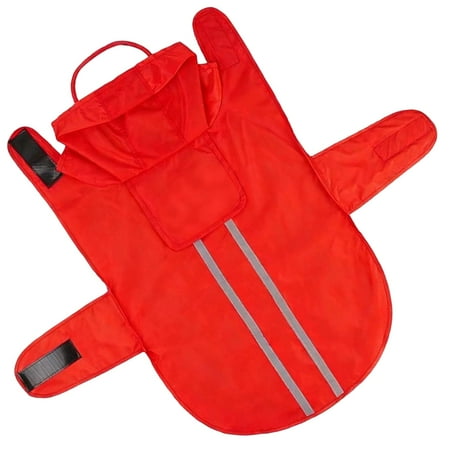 Dog Raincoat for Medium Dogs Reflective Adjustable with Hood Portable Lightweight Dog Poncho Size L 15.8 in / 40 cm Back Length