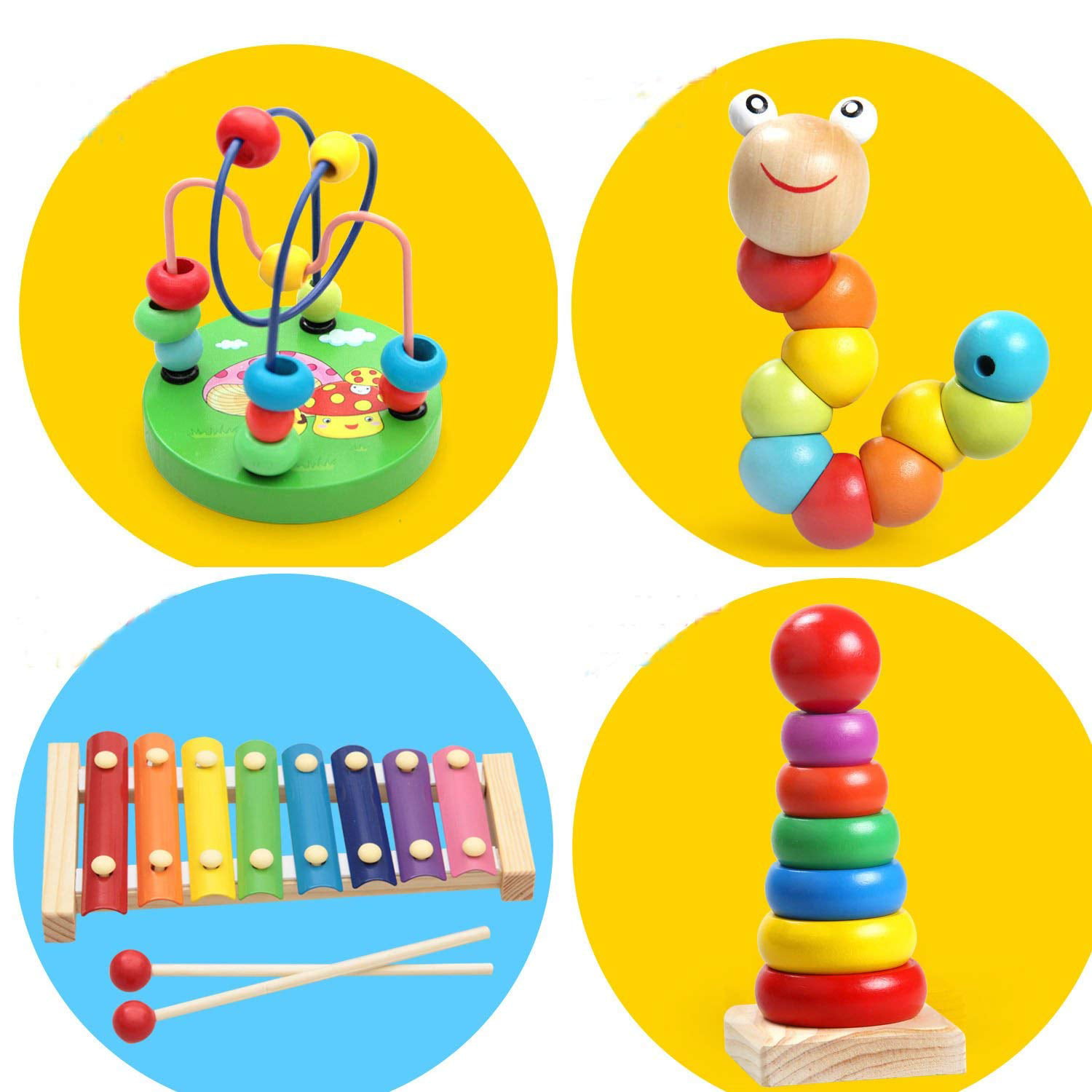 1 Sets of Wooden Educational Toys - Preschool Learning First Developmental  Toy Birthday Gift for Toddlers Kids Baby Children Boys Girls