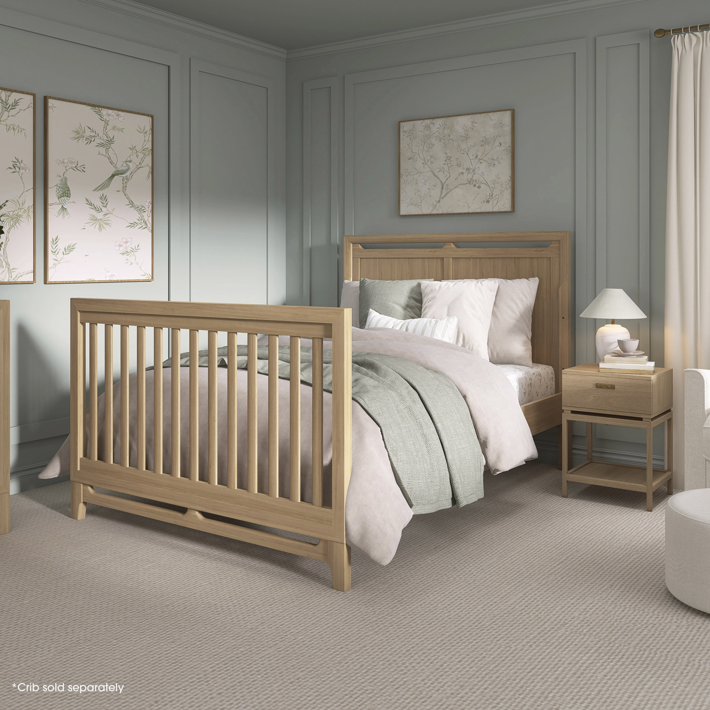 Evolur Evolur Convertible Crib Wooden Full Size Bed Rail, Alpine Oak