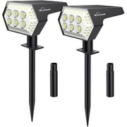 Solar Landscape Spotlights, Whousewe 108 LEDs Solar Spot Lights Outdoor with 4 Bright Modes, Wall & Ground Mounted, IP65 Waterproof, Cold White, 2 Pack