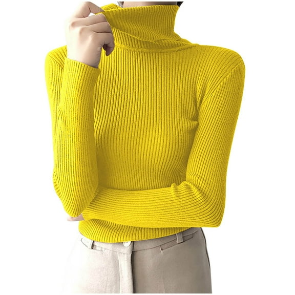 Tungbrin Women's Turtleneck Sweater 2025 Fall Fashion Casual Clothes Solid Color Long Sleeve Ribbed Knit Pullover Tops