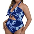 thumbnail image 2 of Women's Swimwear Plus Size Purple One Piece Under $10 Gradient Color Print Lacing Women's One-piece Swimsuit, 2 of 6