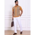 thumbnail image 5 of DARING DIVA Men's Striped Short Sleeves Button Down Jacquard Polo Shirts 2XL Dark Yellow, 5 of 7