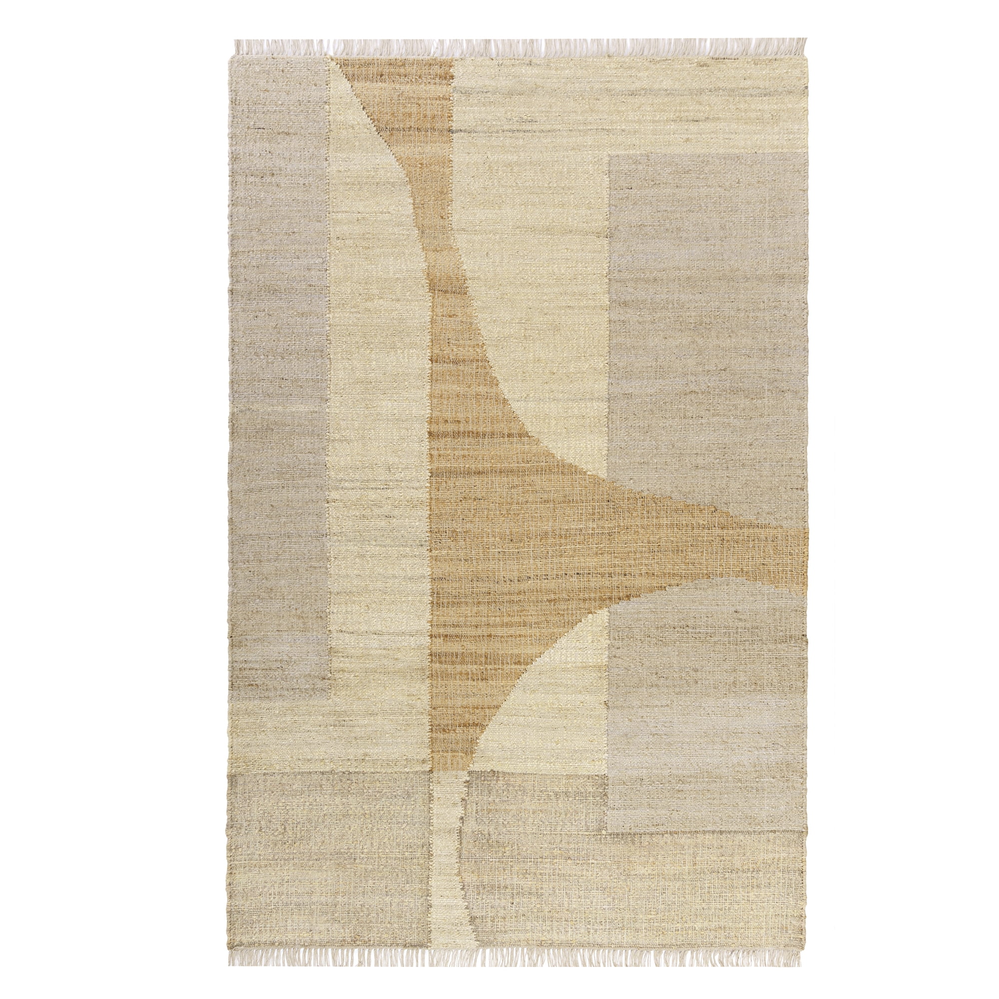 Ox Bay Chelsea Abstract Modern Hand-Woven Jute Indoor Area Rug, Natural/Ivory, 7'9" x 9'9"