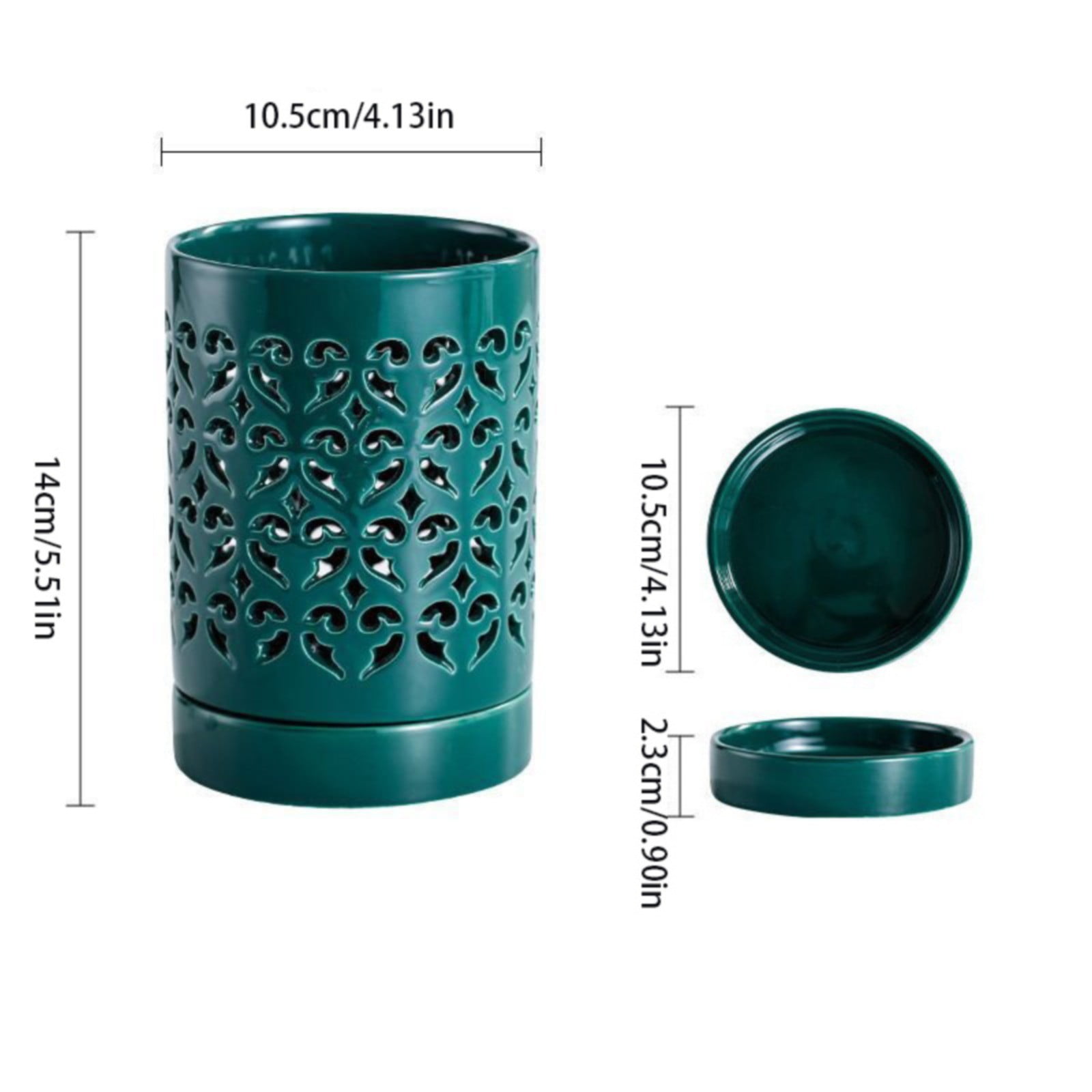 Pot à Orchidées En Céramique Avec Soucoupe - Pot Émaillé Avec Trous, Drainage, Pour Plantes D'Intérieur - 7