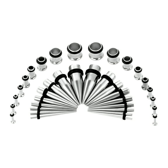 DESIGNICE 36Pcs Ear Stretching Tapers Kit Stainless Steel Ear Gauges Body Piercing Jewelry